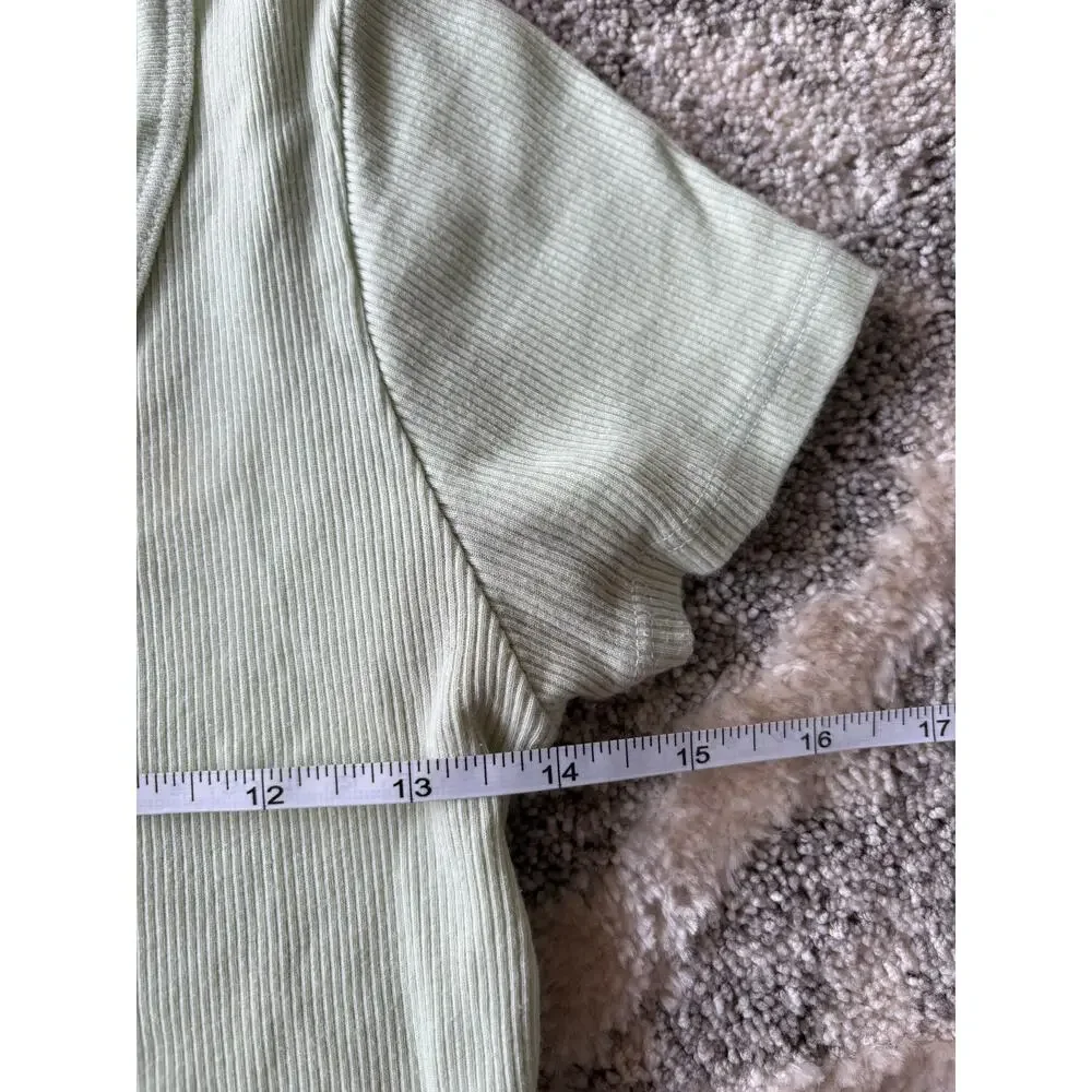 Brandy Melville pale light mint green crop top shirt ribbed women's size small